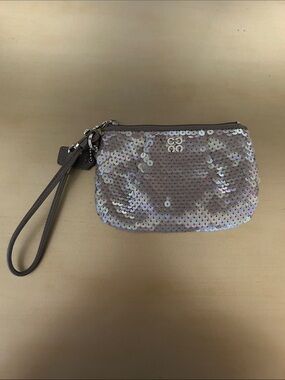 Coach Iridescent Sequin Wristlet - Taupe